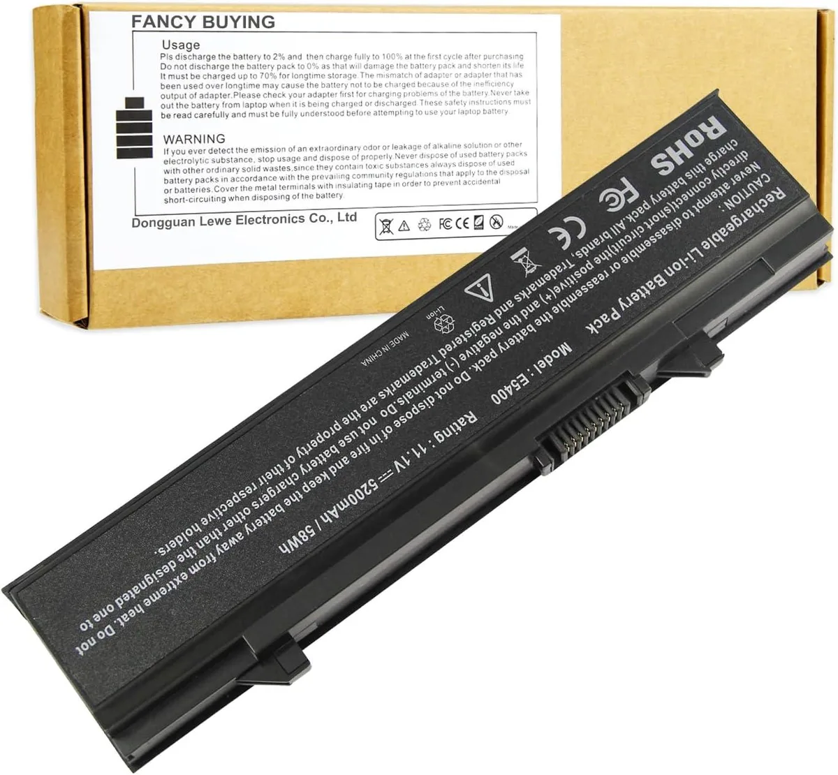 PISKEKAT PISKEKAT Laptop Battery 6 Cell 11.1V 5200mAh Dell Latitude E5400 E5410 E5500 E5510 — product photo