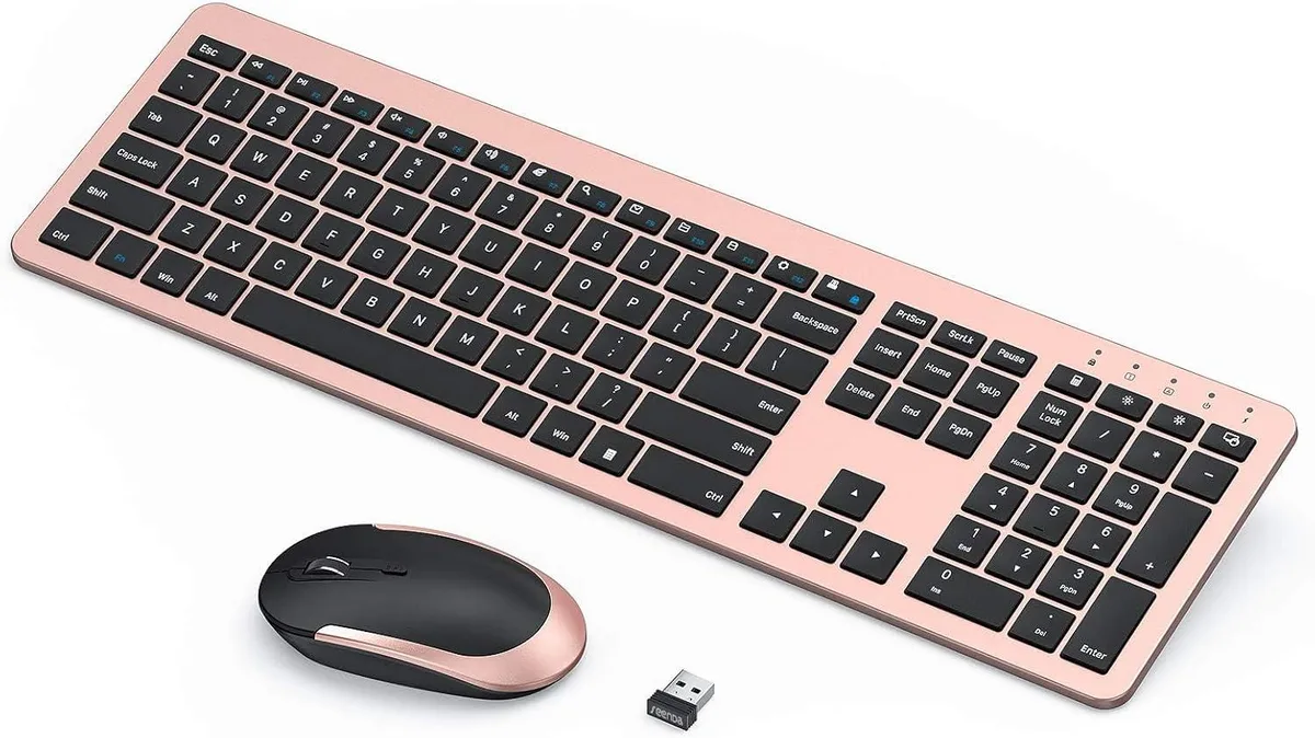 usbroway usbroway Wireless Keyboard Mouse Combo Rose Gold Black — product photo