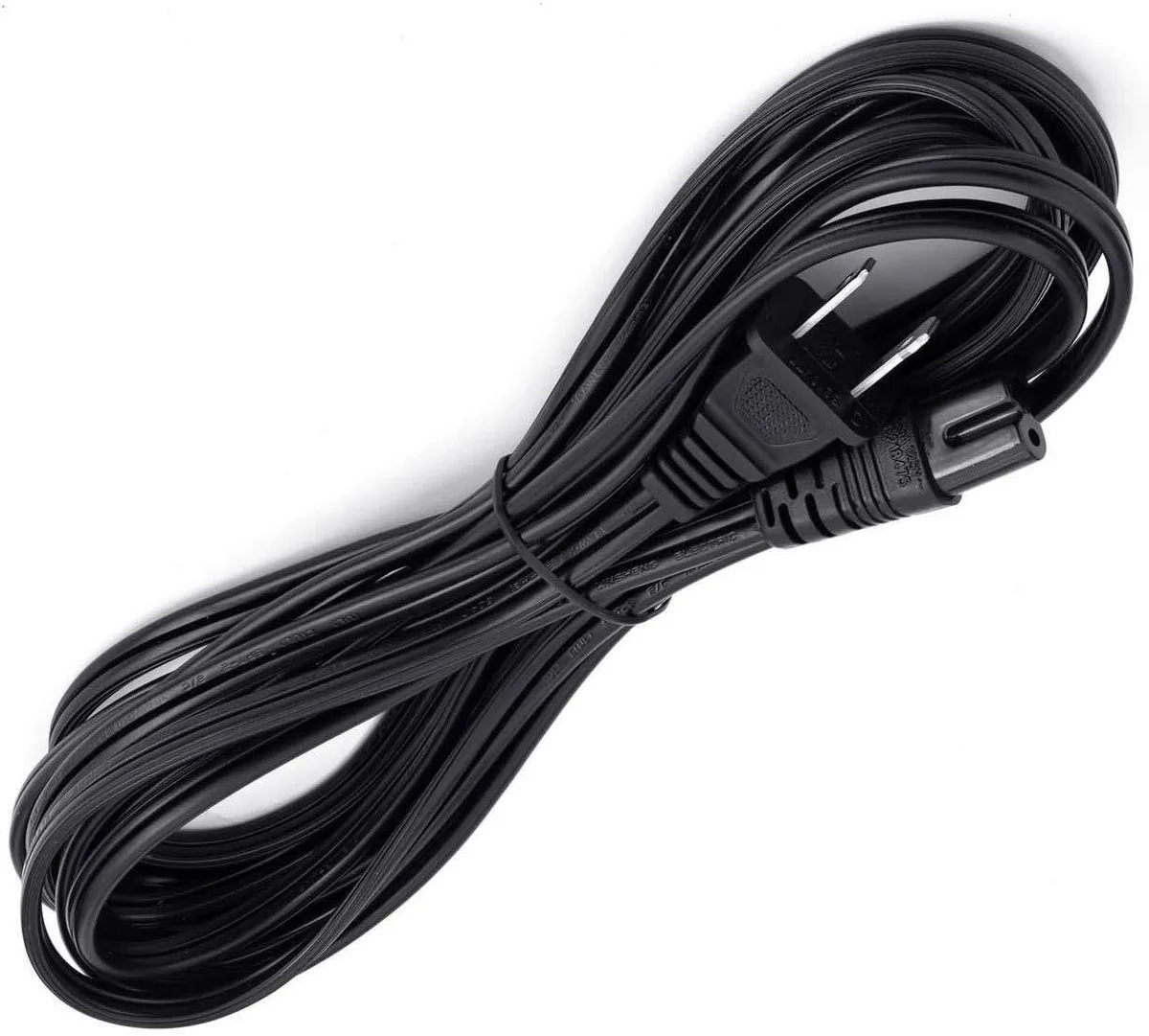 White 15 ft AC power adapter cord with standard plugs