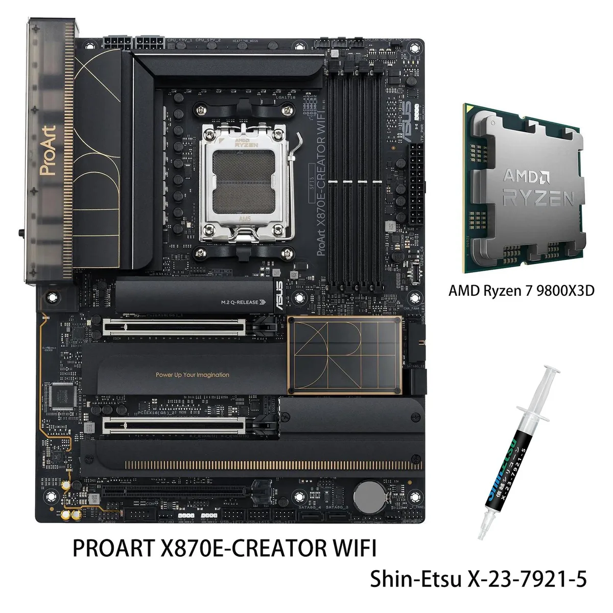 ASUS ASUS ProArt X870E-CREATOR WIFI + Ryzen 7 9800X3D AMD motherboard CPU combo — product photo