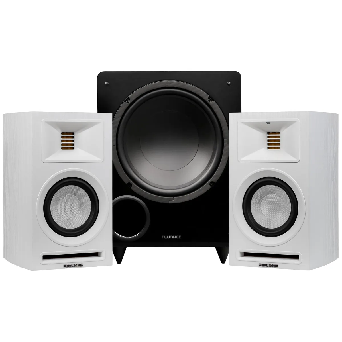 Fluance Fluance Ri71 Powered Bookshelf Speaker System with DB10 Subwoofer, 120W, White — product photo
