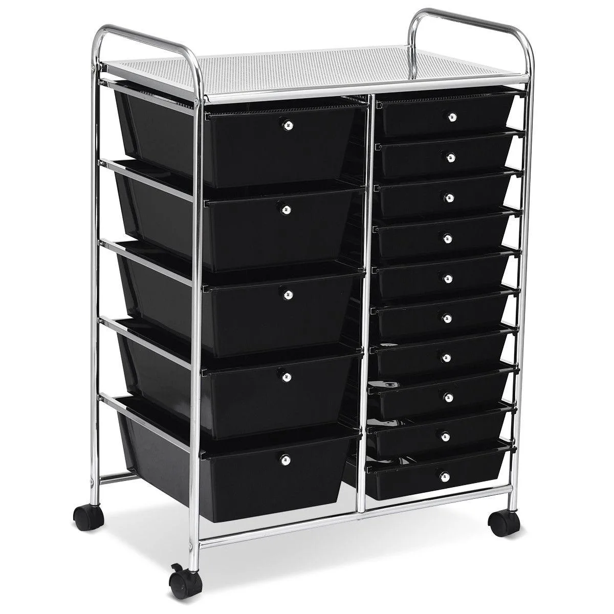 SlickBlue SlickBlue 15-Drawer Rolling Organizer Cart White/Silver Frame 25x14.5x34.5in — product photo
