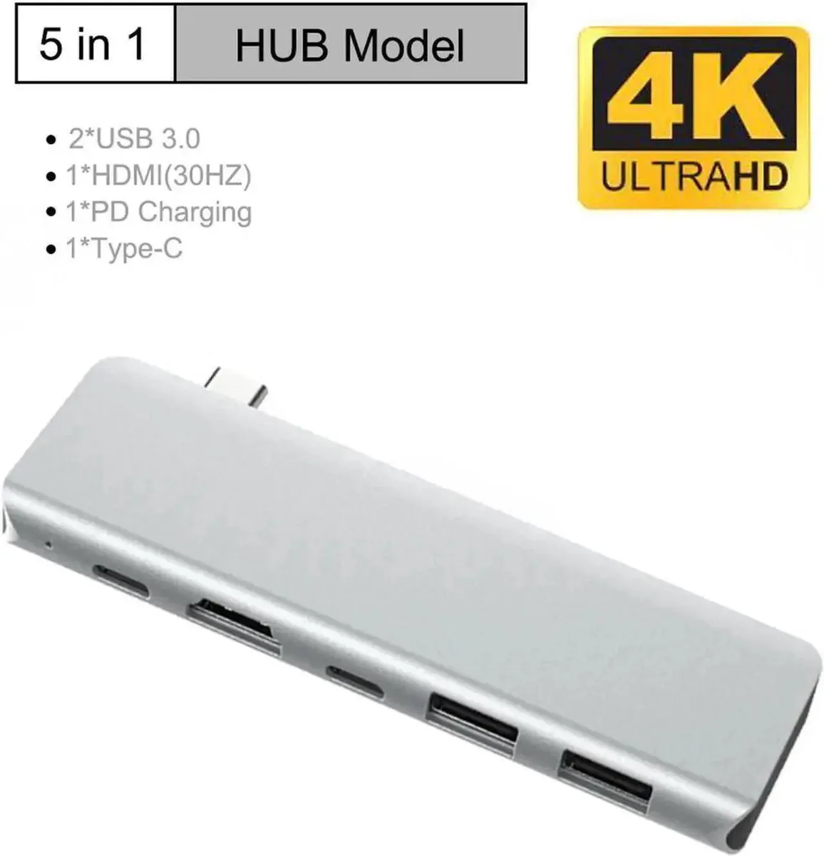 SMUGDESK SMUGDESK 5-in-1 Thunderbolt 3 Hub for MacBook Pro 13/15/16 Inch, 4K HDMI, 2 USB 3.0, PD Charging — product photo