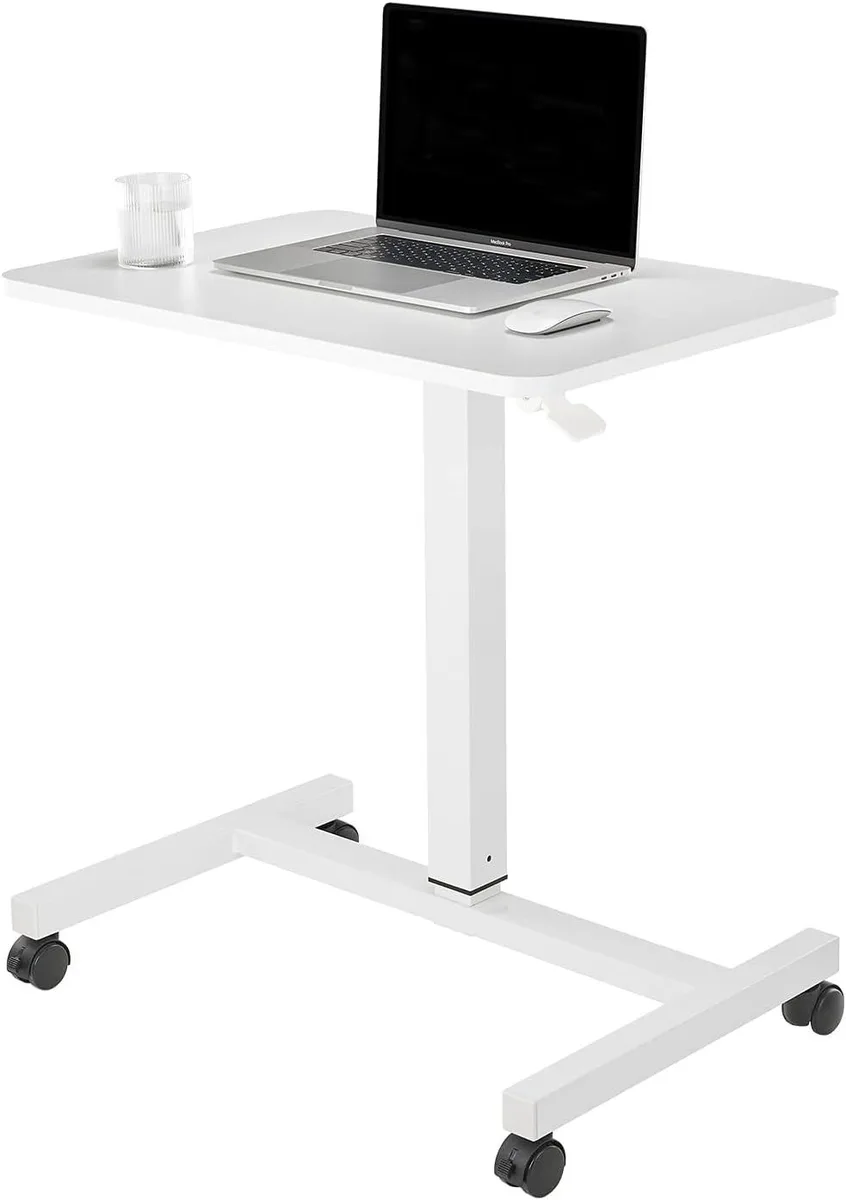 Clatina Chairs Clatina Chairs Mobile Laptop Desk Pneumatic Sit-Stand Rolling Cart 28 x 19 White — product photo