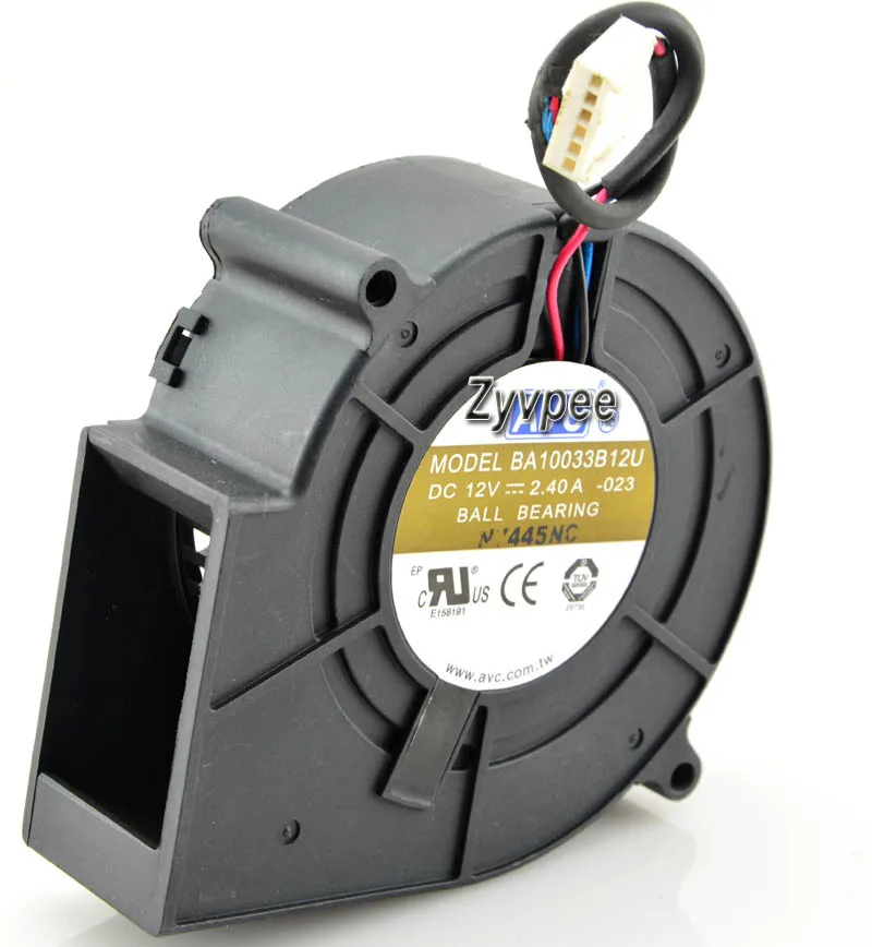 Zyvpee Zyvpee BA10033B12U 100mm blower 12V 2.4A 3-wire ball bearing — product photo