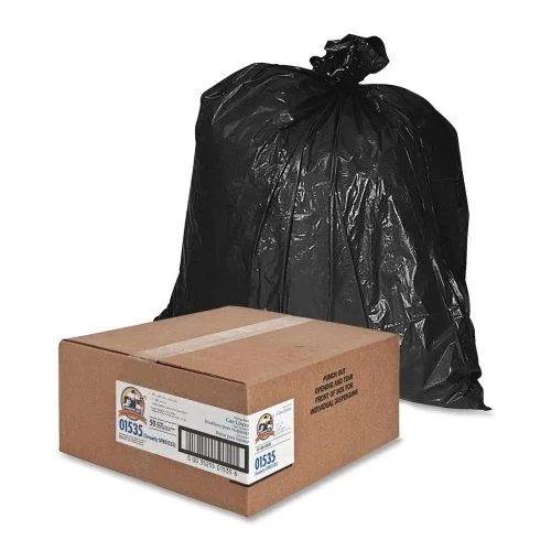 Genuine Joe Genuine Joe 1535 Heavy-Duty Trash Bags 1.5 Mil 55-60 Gallon 50/CT Black — product photo