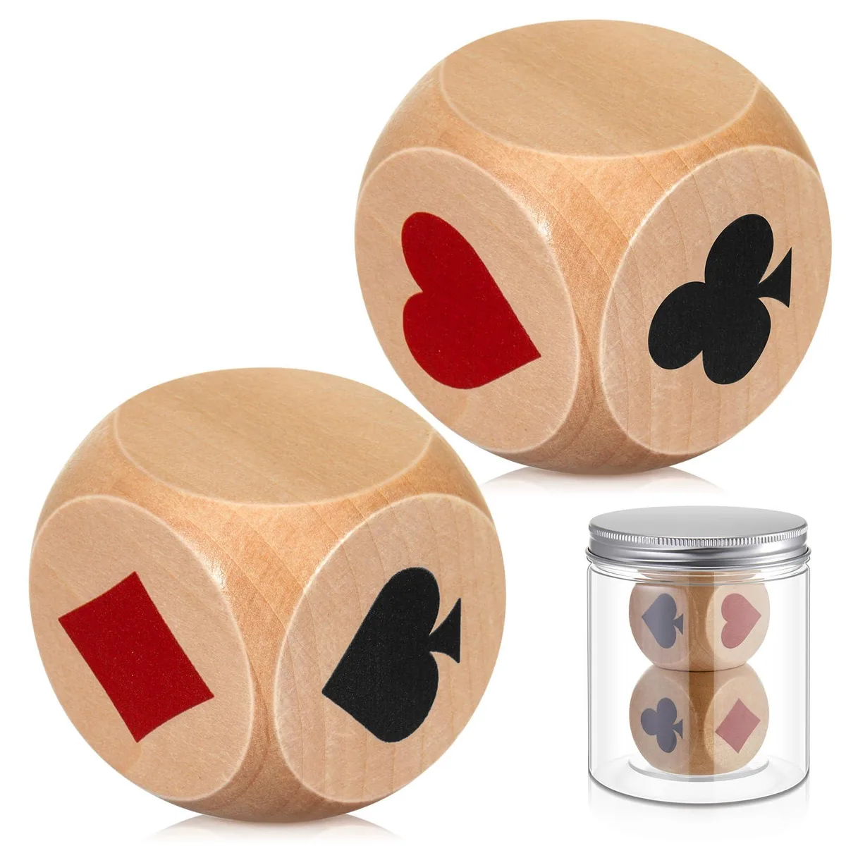  Wooden Marker Dice Set 1.57'' Brown 2 Pcs with Storage Box — product photo
