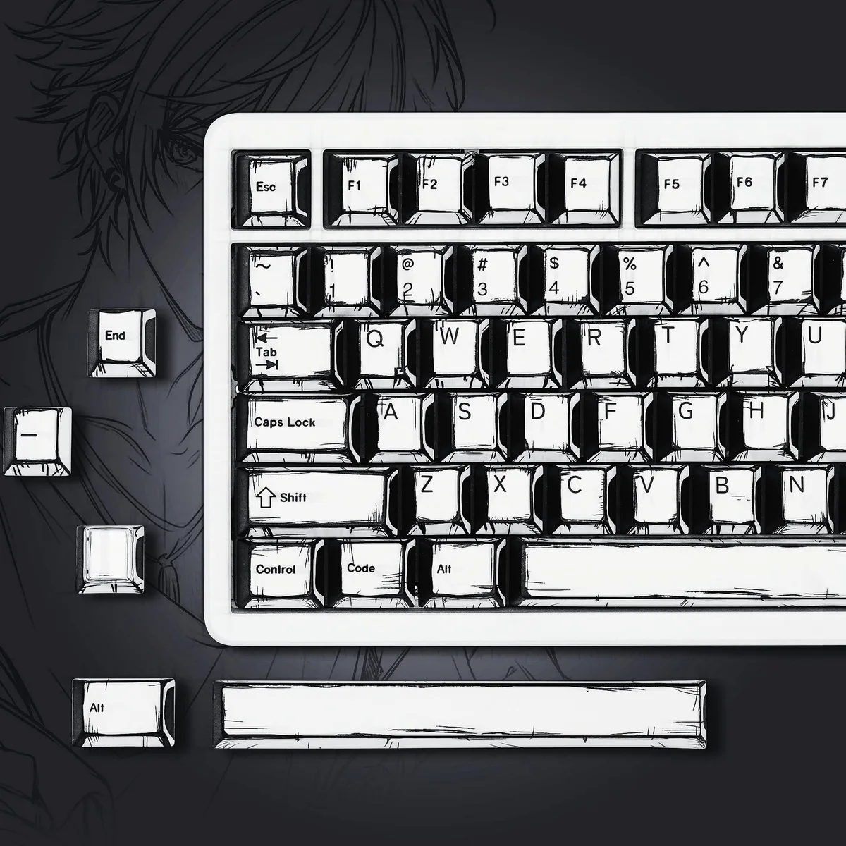Womier Womier Retro Anime PBT Keycaps Cherry Profile 141 Keys White — product photo