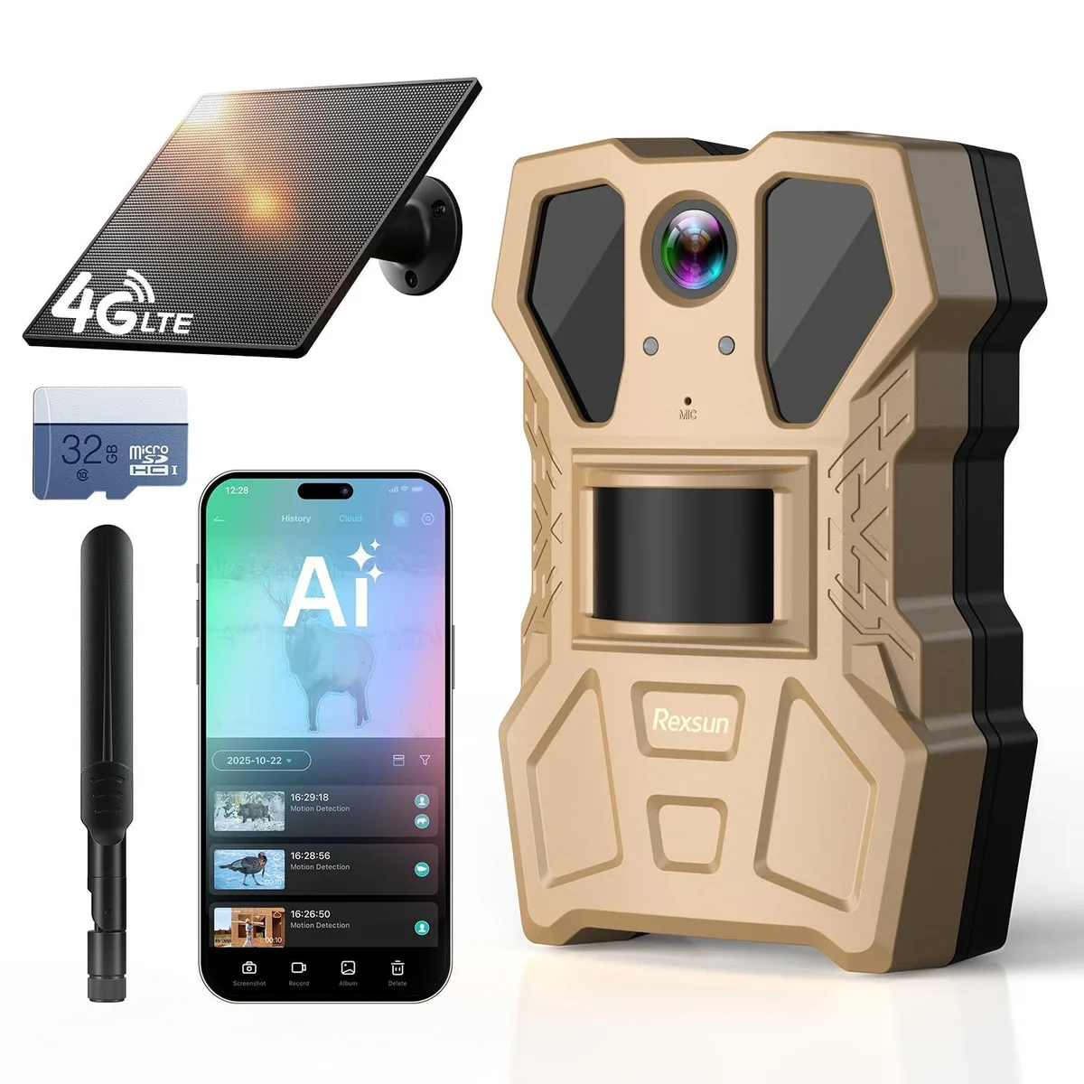  Rexsun X2 4G Cellular Trail Camera 33MP 2K Video 32GB SD 320GB Storage IP65 — product photo