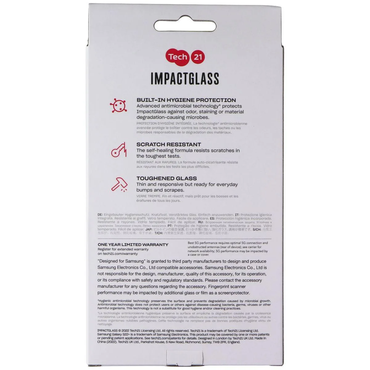 Tech21 Tech21 ImpactGlass Screen Protector for Samsung Galaxy S22+ Clear — product photo