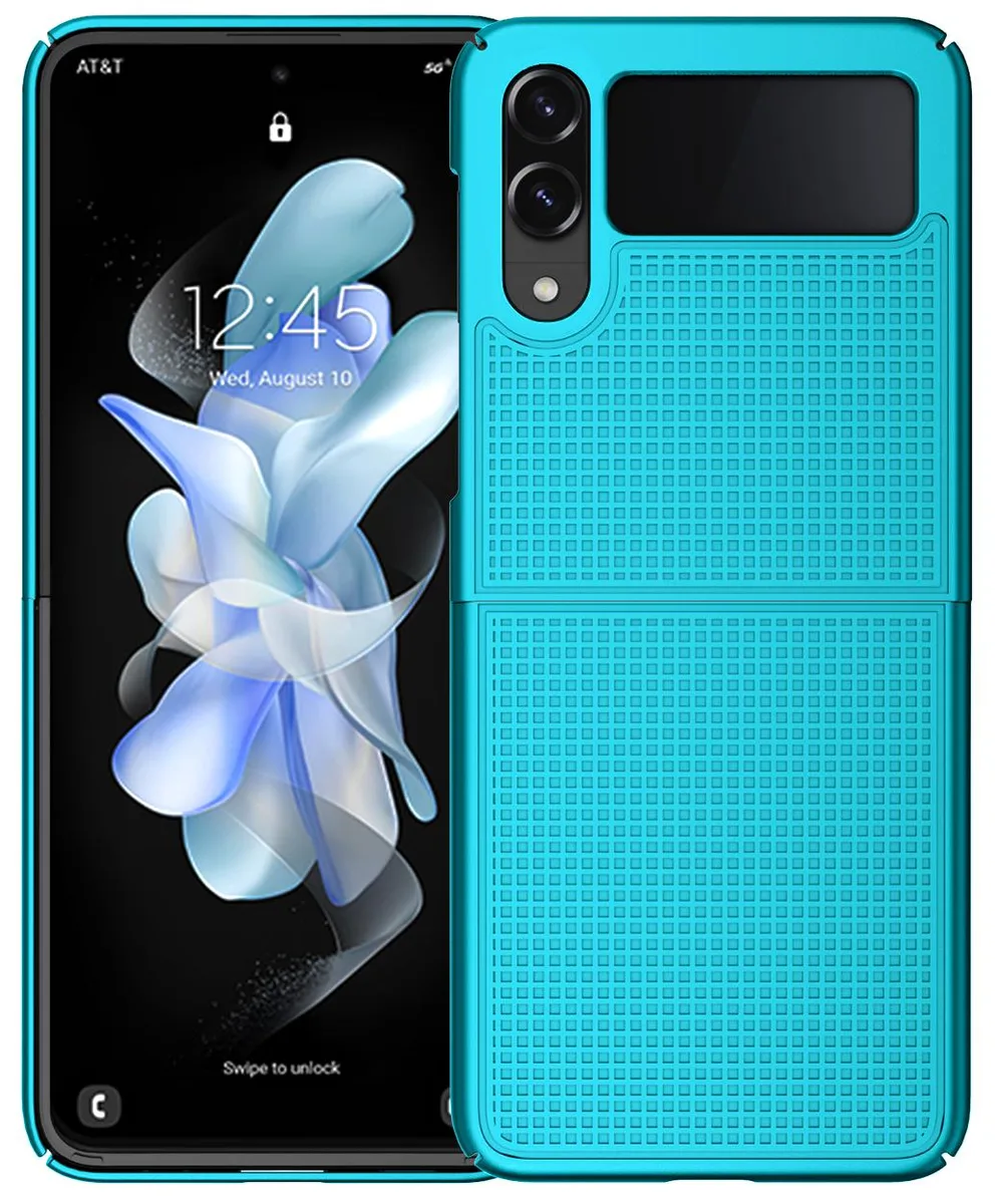 Nakedcellphone Nakedcellphone Textured Grid Hard Case Teal for Samsung Galaxy Z Flip 4 5G — product photo