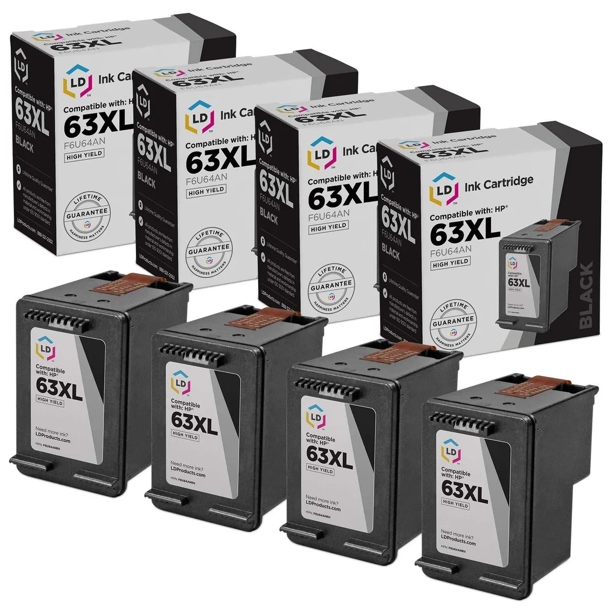 LD Products LD Products 63XL 4-Pack Black Ink Cartridges 480 Pages — product photo