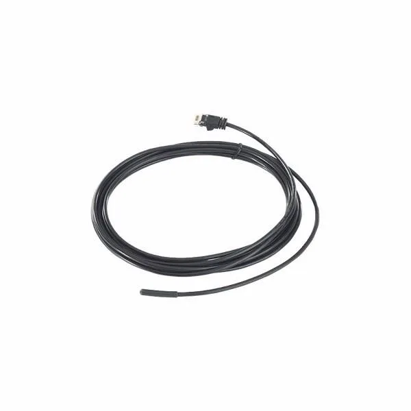 Small white plastic temperature sensor probe with attached cable
