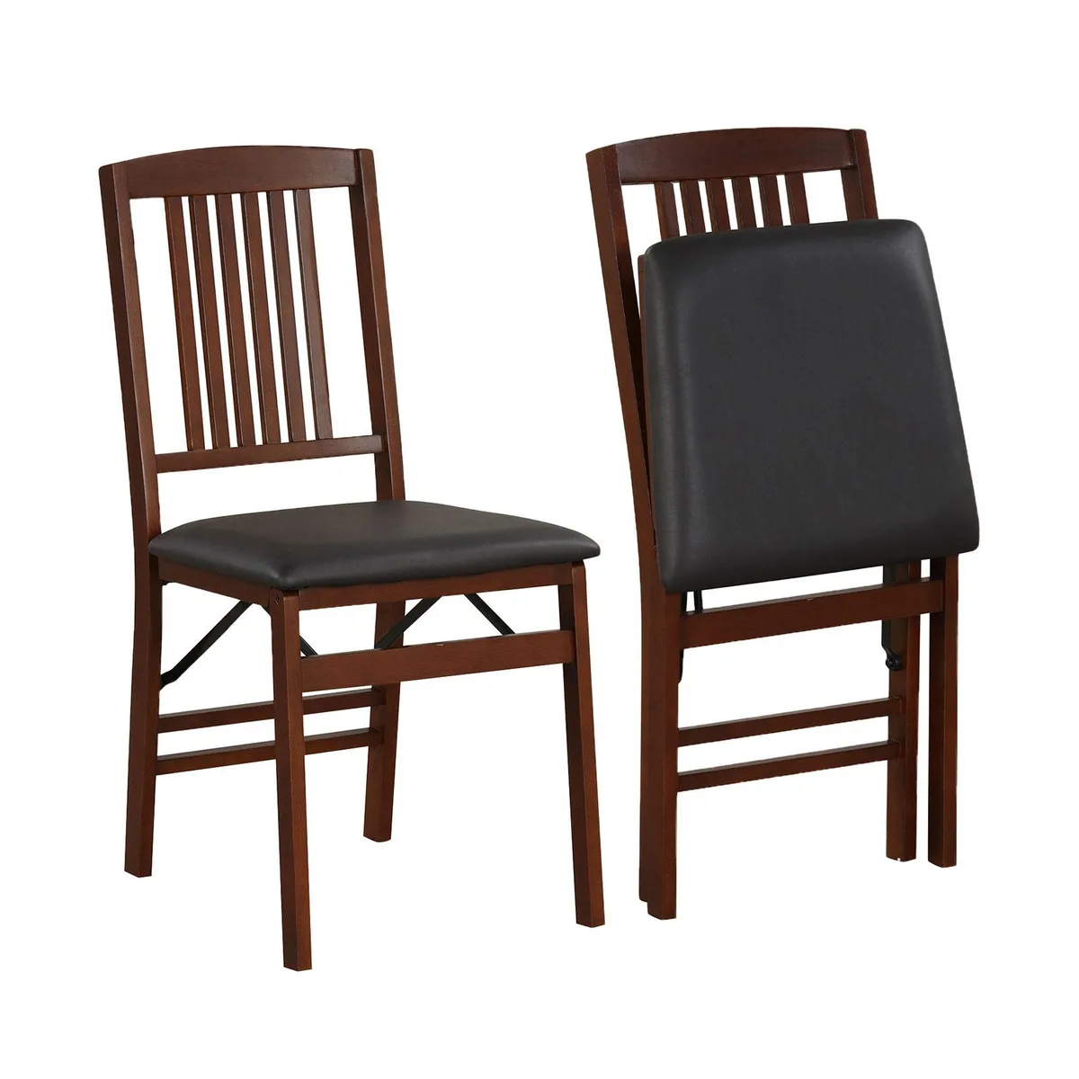 SlickBlue SlickBlue 2 Foldable Upholstered Kitchen Chairs Brown Black — product photo
