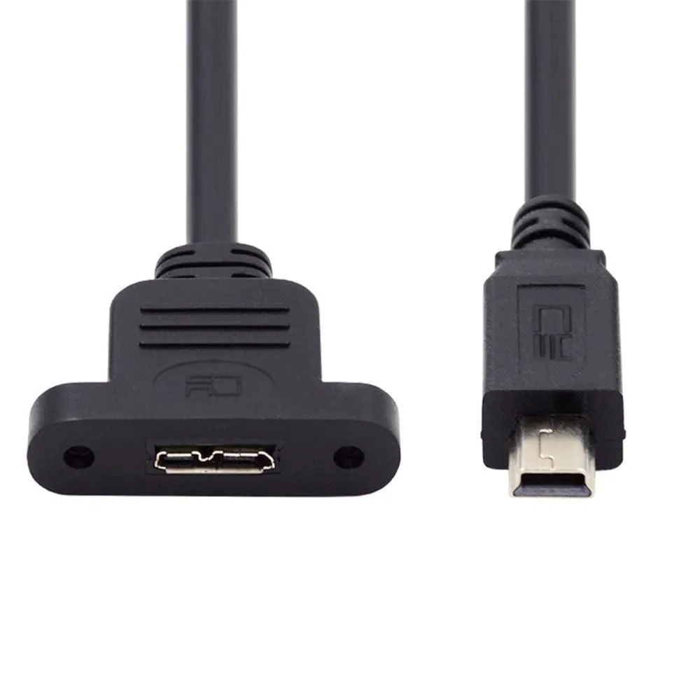 Fervit Fervit 480Mbps Mini USB 2.0 Male to Micro USB 3.0 Female Screw Mount Extension Cable 50cm — product photo