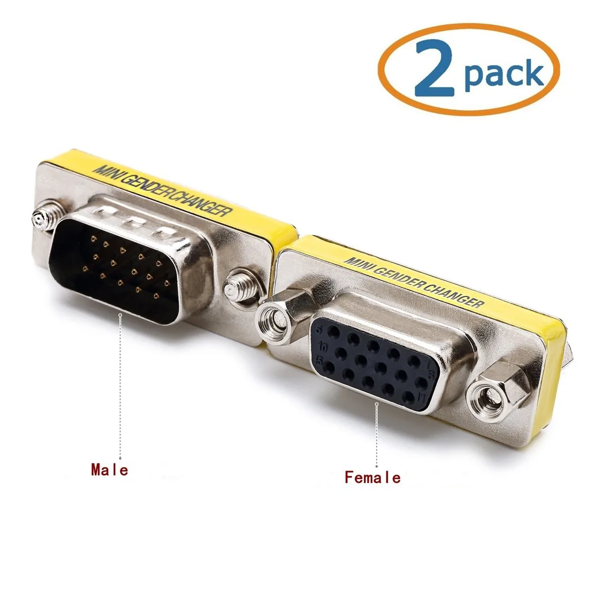 TeKit TeKit VGA Male-Female Gender Changer 2 Pack 15 Pin — product photo
