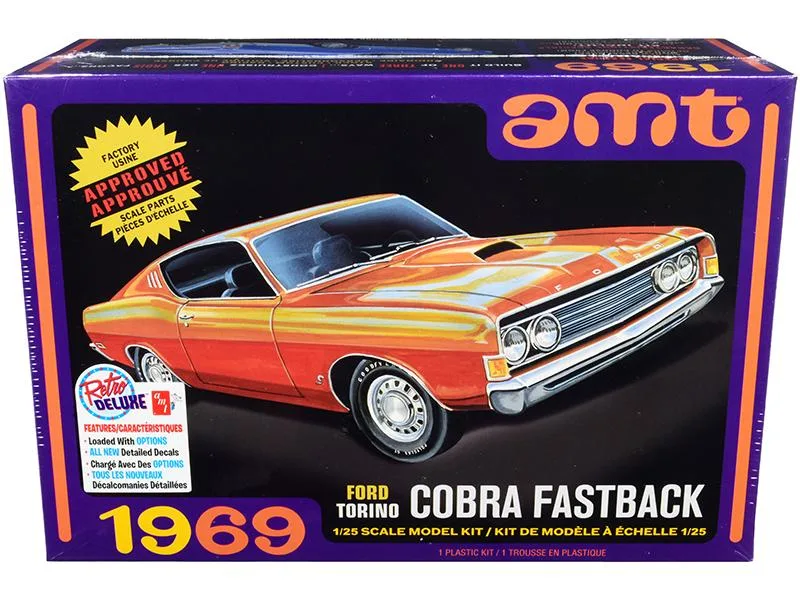 AMT AMT 1969 Ford Torino Cobra Fastback 3-in-1 Model Kit 1/25 Scale Skill 2 — product photo