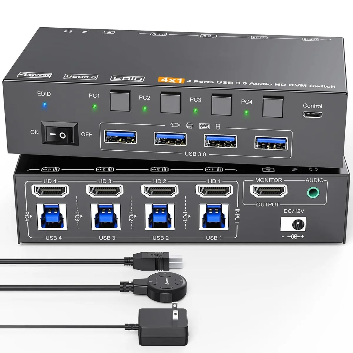 IHDAPP IHDAPP 8401BA KVM Switch 4-Port HDMI 8K@60Hz 4K@120Hz USB 3.0 — product photo
