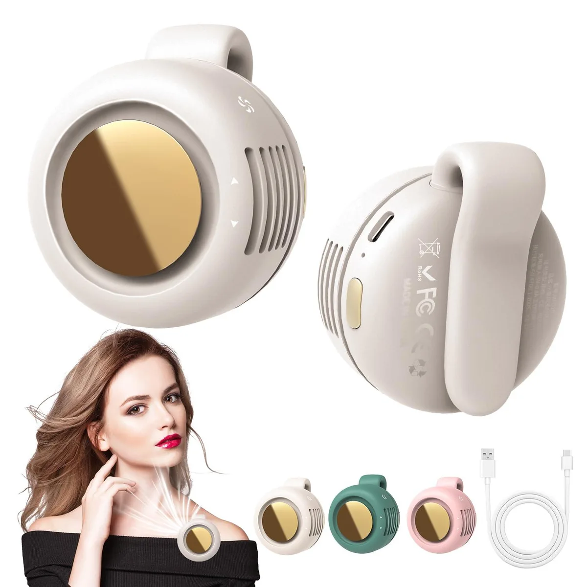  Generic portable silent mini bladeless fan clip on White — product photo