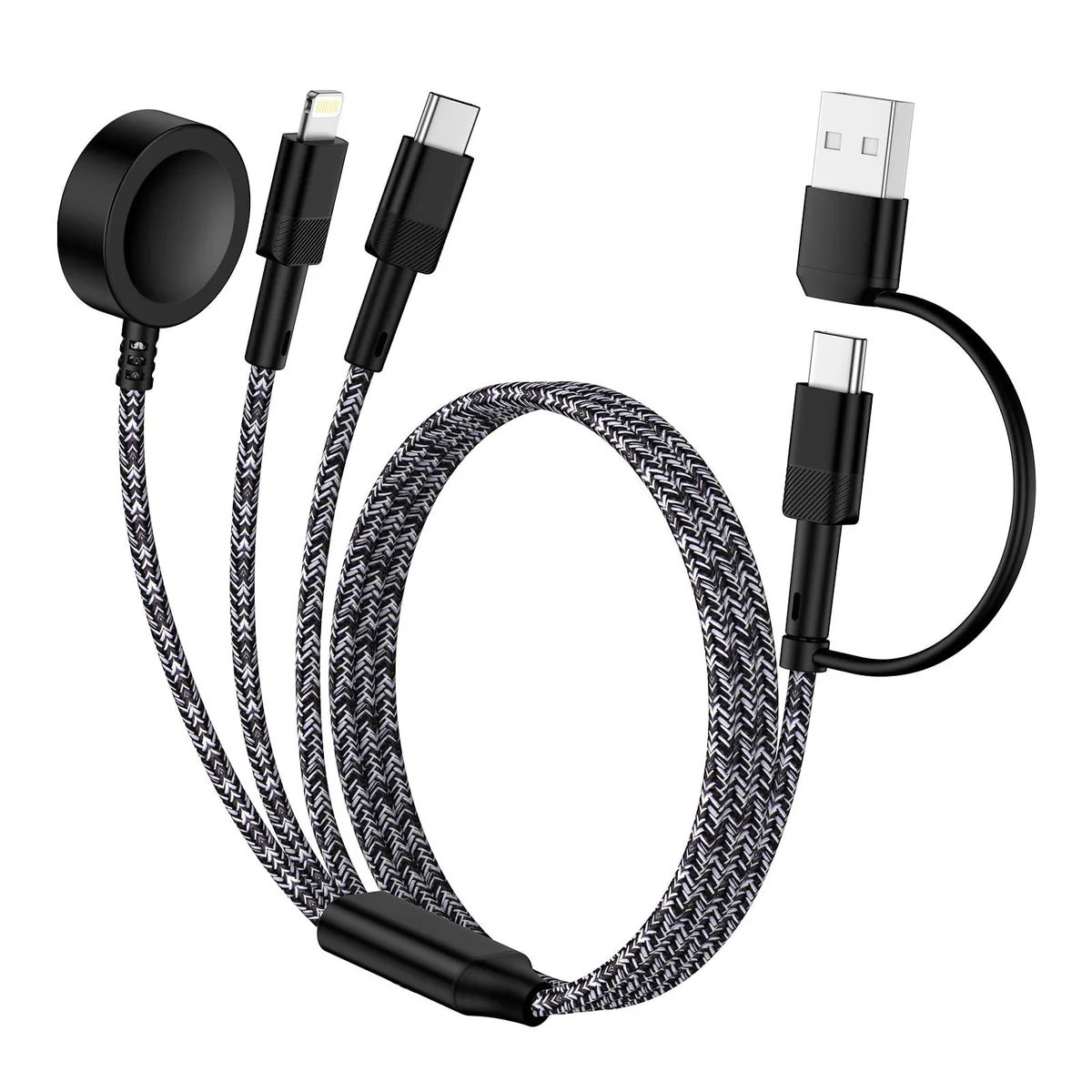  kigpozi 3-in-2 USB-C / Lightning / USB-A Watch Charger 6FT — product photo