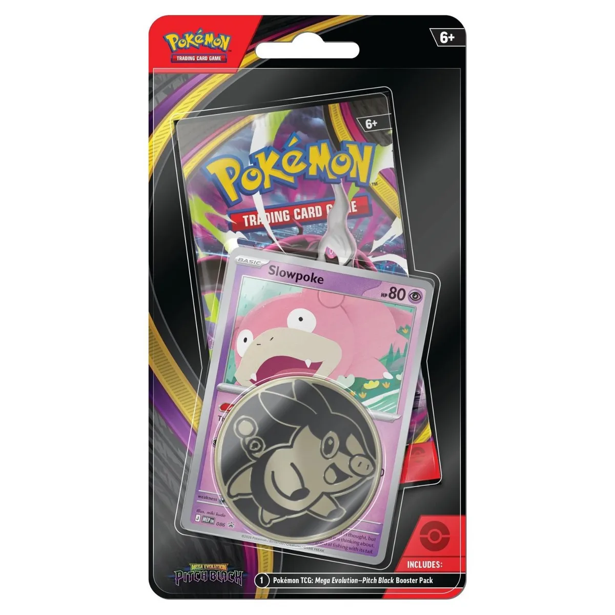 Pokemon Pokemon ME5 Mega Evolution Pitch Black Checklane Blister Slowpoke Promo Foil Card Booster Pack Coin — product photo