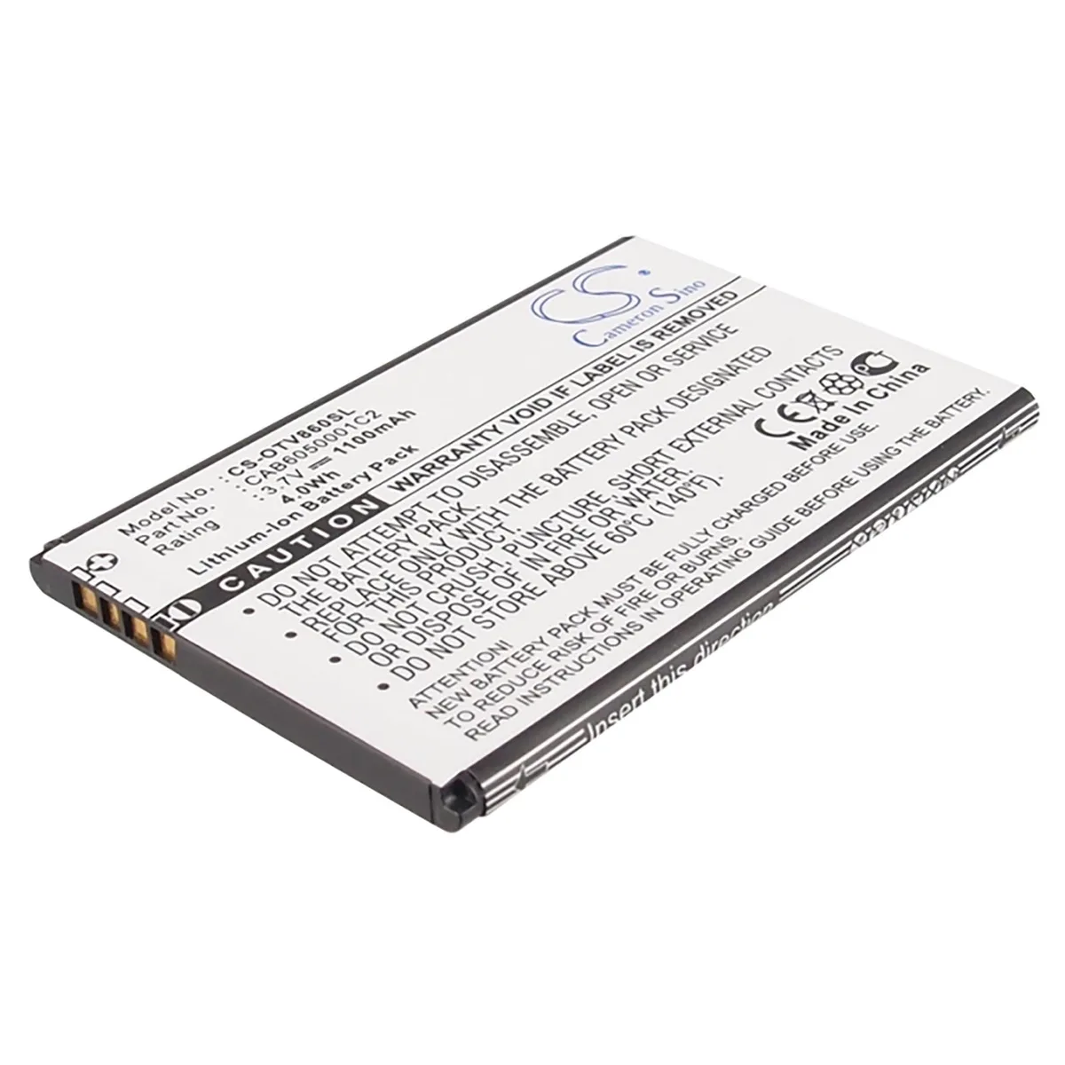 Cameron &amp; Co Cameron &amp; Co DS-CS-OTV860SL cell phone battery 3.7V 1100mAh black — product photo