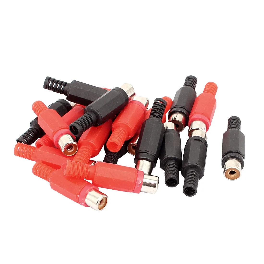 Pack of twenty red and black RCA female couplers