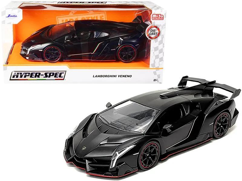 Jada Jada Lamborghini Veneno Matt Black Hyper-Spec 1/24 Diecast Vehicle 33615 — product photo