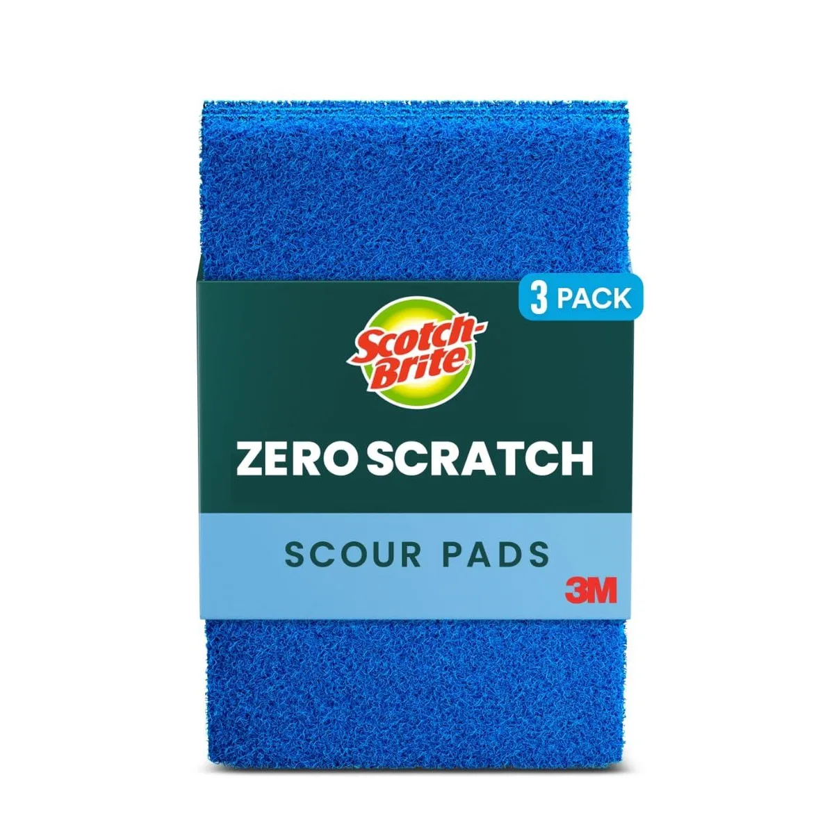 Three black rectangular scouring pads stacked together