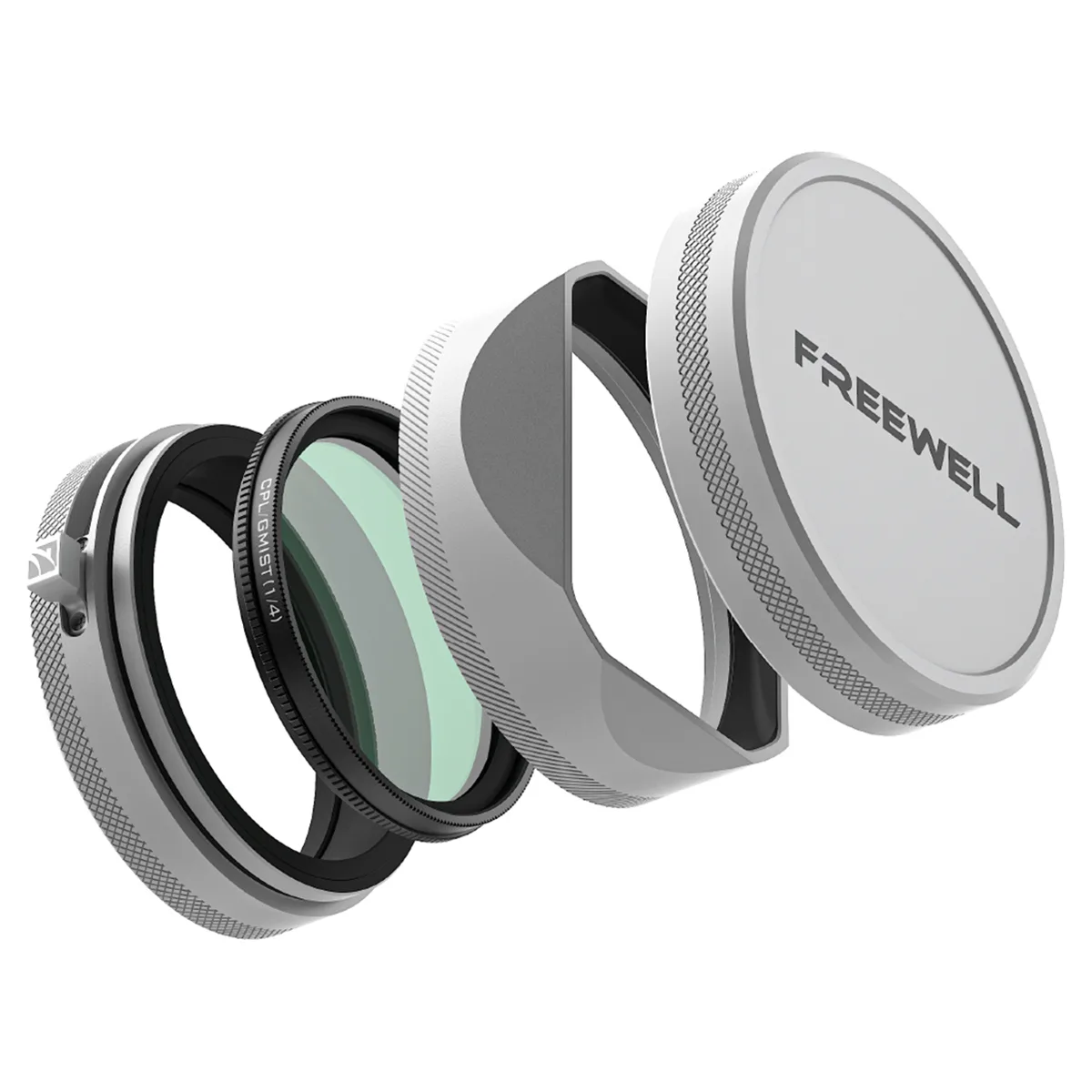 FREEWELL FREEWELL Hybrid CPL/Glow Mist 1/4 Filter Kit with Lens Hood for Fuji X100 Series Silver camera accessory — product photo