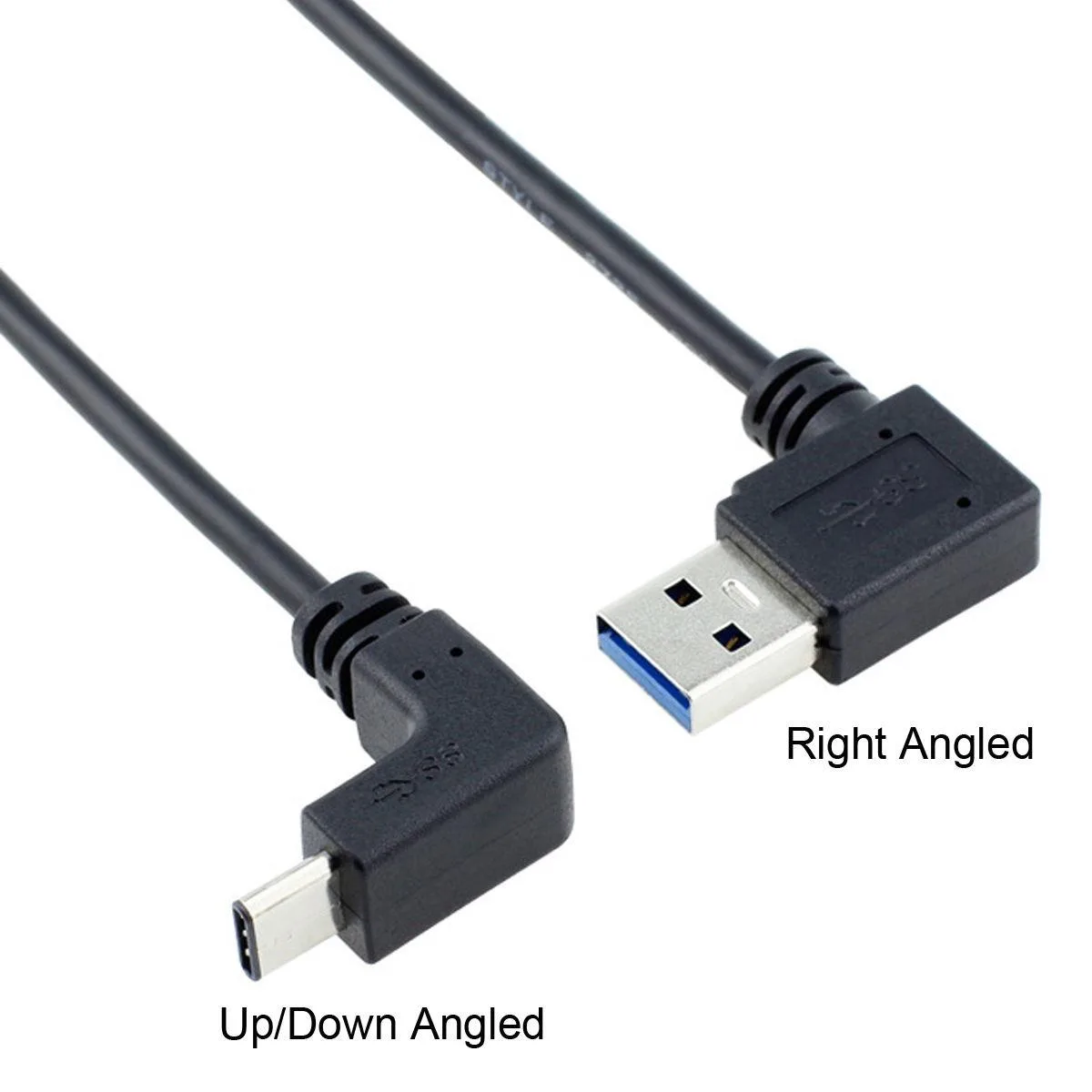 Amikon Amikon USB 3.1 USB-C Up & Down Angled to 90 Degree Right Angled A Male Data Cable — product photo