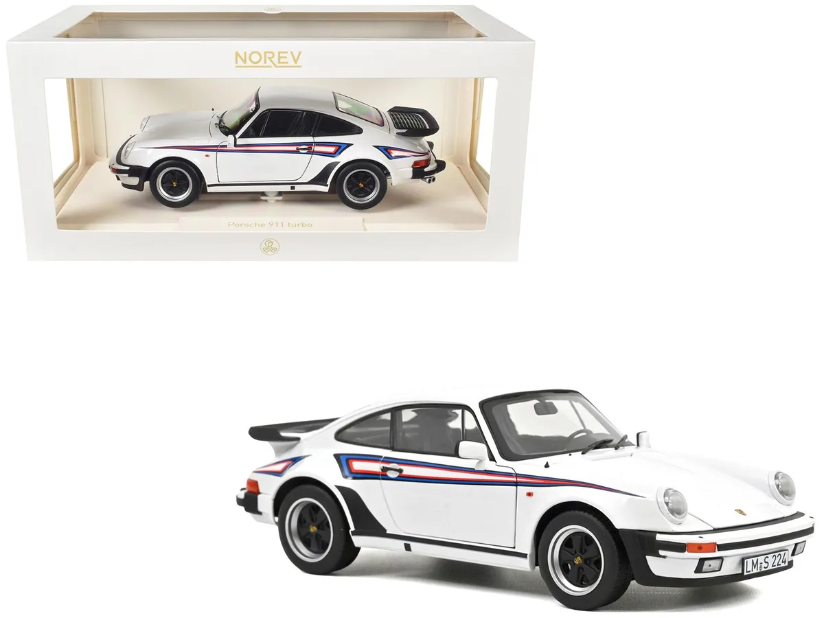 Norev Norev 1980 Porsche 911 Turbo 3.3 White Blue Red Graphics 1/18 hobby collectible — product photo
