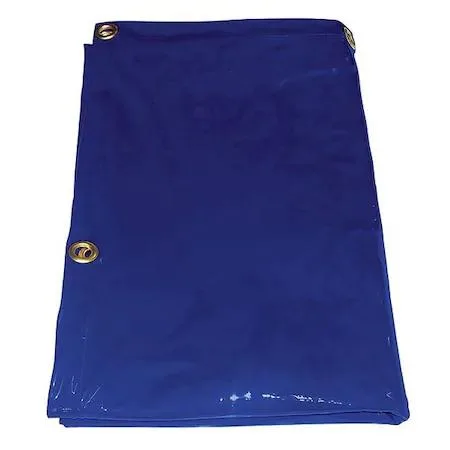 Blue transparent PVC welding curtain with grommets on all four sides