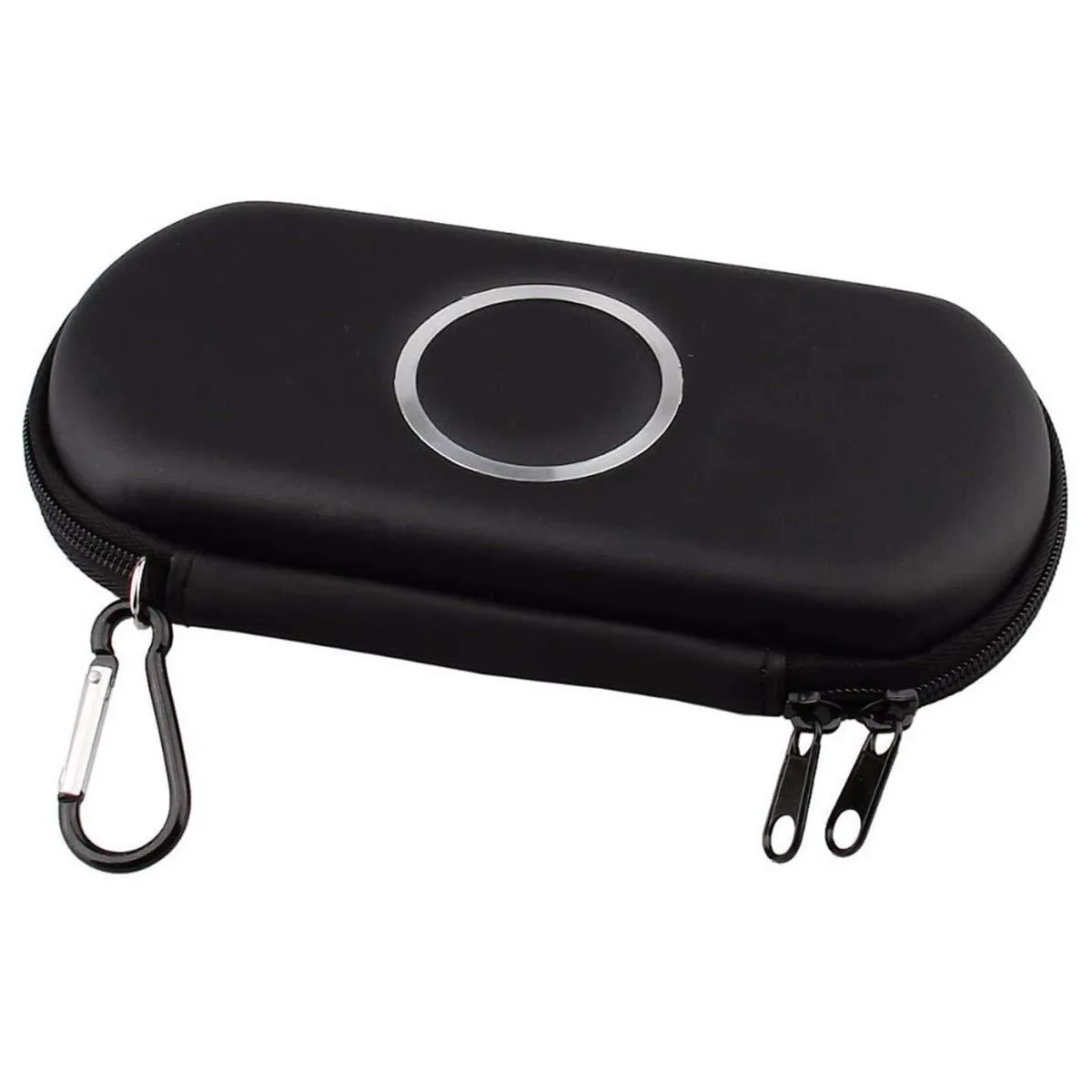 Black EVA zipper pouch with carabiner for PSP 1000 2000 3000