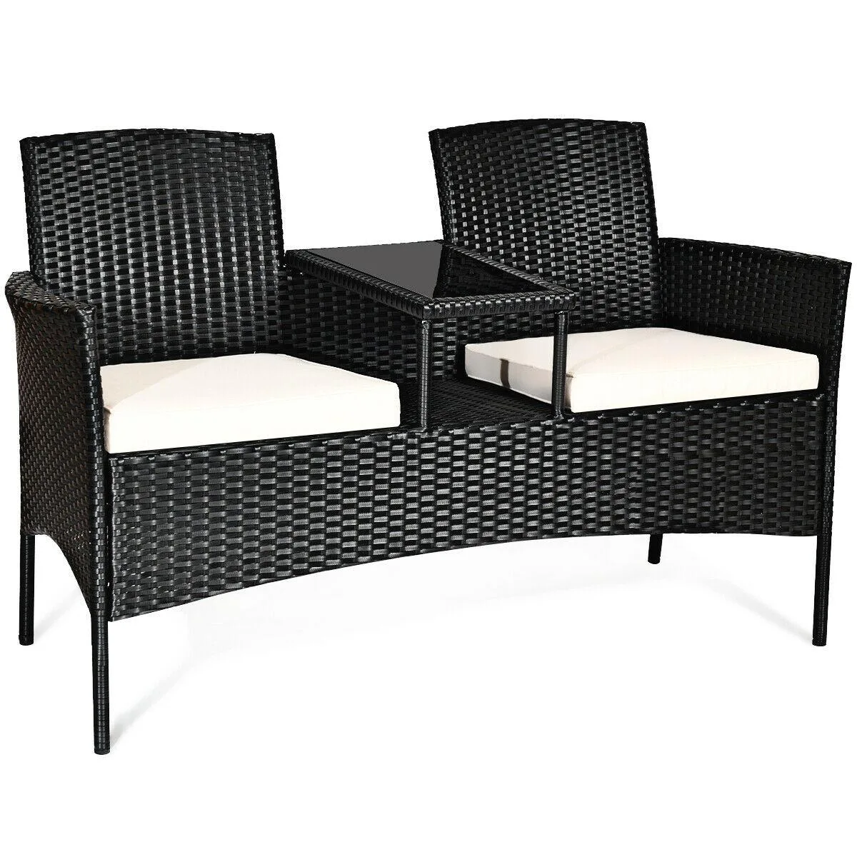 SlickBlue SlickBlue Wicker Patio Conversation Set White 54.5" x 24.0" x 33 — product photo
