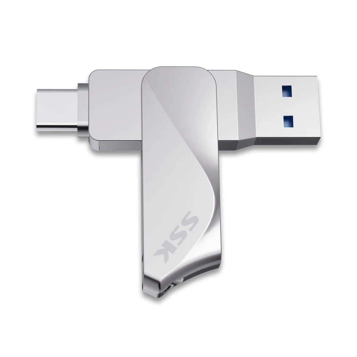 SSK SSK 128GB USB 3.2 Dual Drive USB-C &amp; USB-A Silver — product photo