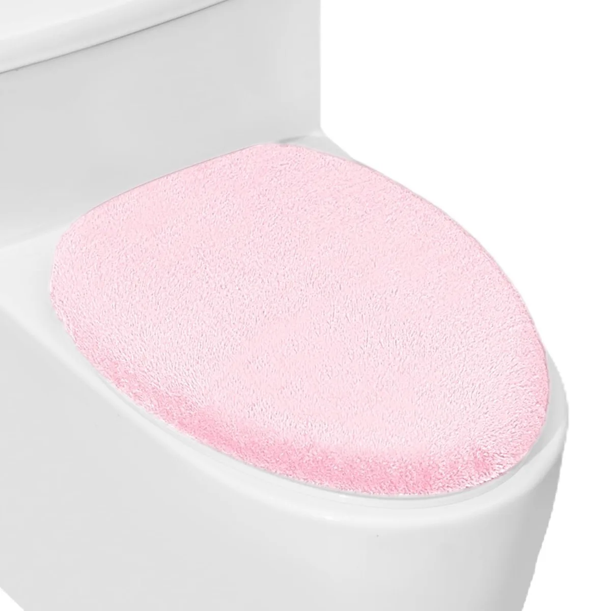  Soft Plush Toilet Lid Cover, Pink, 18 x 14.5 in — product photo