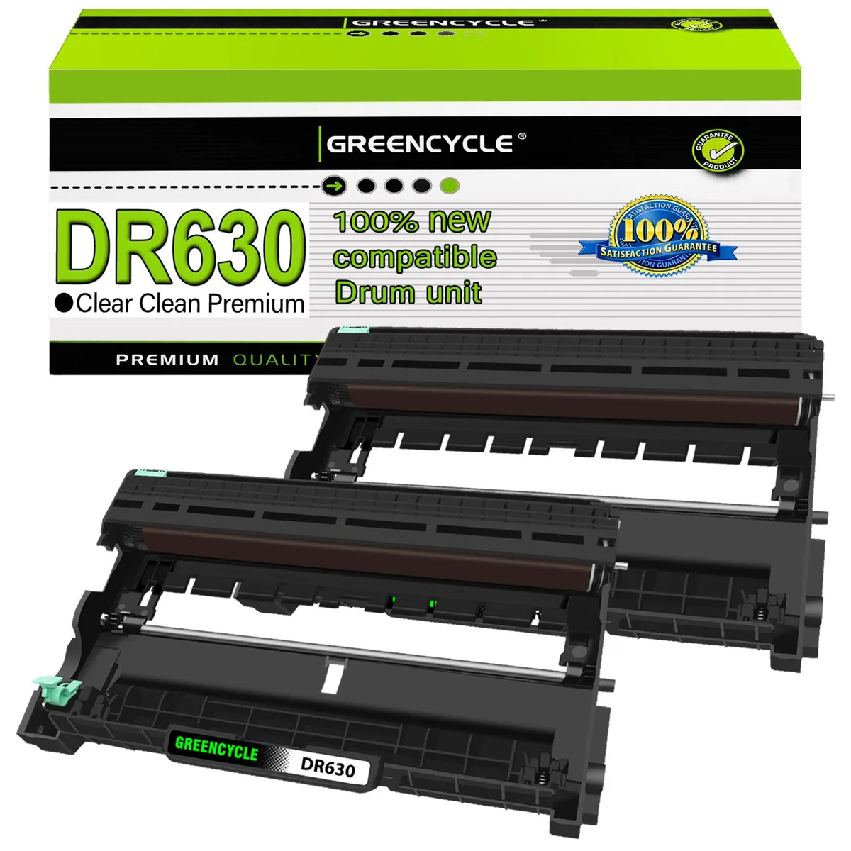 Two black laser drum units in sealed packaging