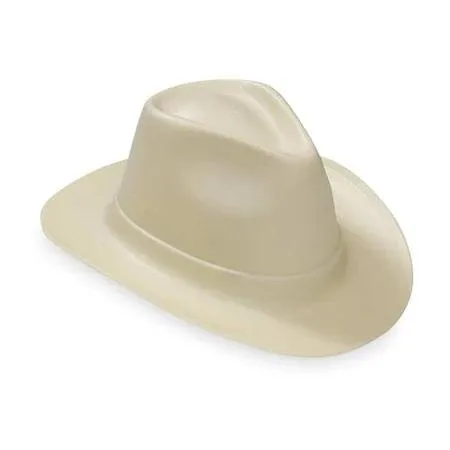 Tan polyethylene western hard hat with six-point ratchet suspension