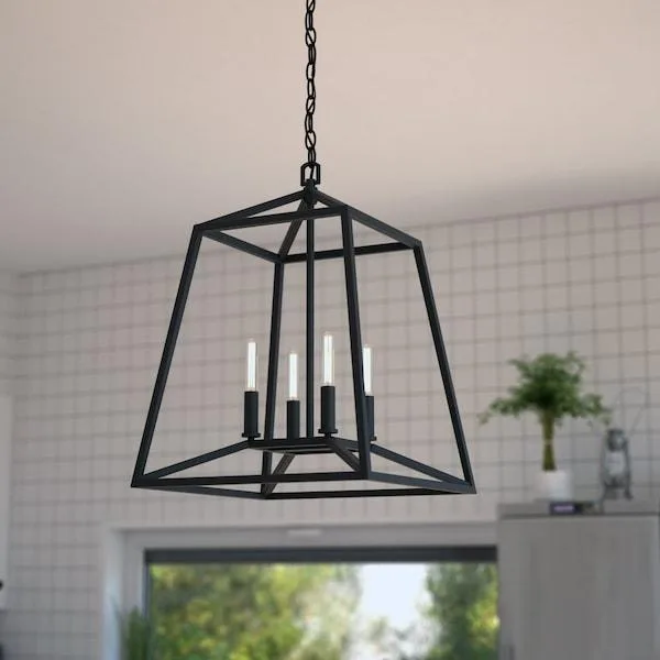 Vaxcel Vaxcel P0310 Hayes 4 Light Black Farmhouse Cage Pendant — product photo
