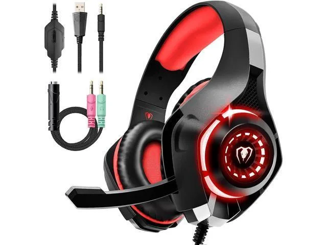 LORDWORLD LORDWORLD Gaming Headset Black Red 50mm 3.5mm .5lb — product photo
