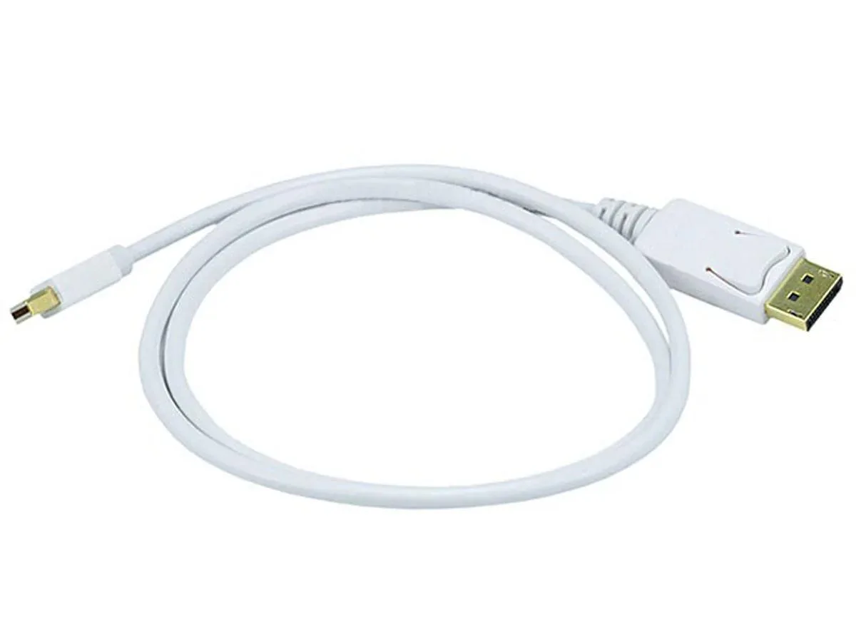 Monoprice Inc. Monoprice 106006 Mini DisplayPort Cable 3.00 ft White 32AWG 1.1 8.64 Gbps — product photo