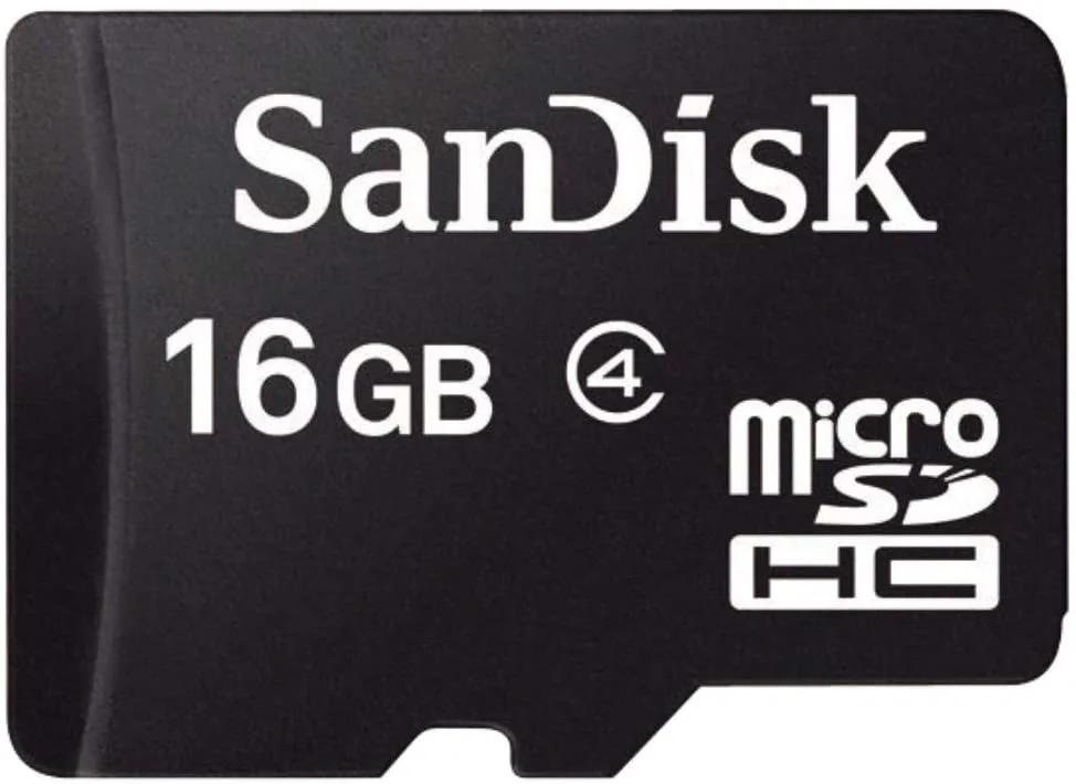 SanDisk SanDisk 16GB microSDHC Class 4 memory card with case — product photo