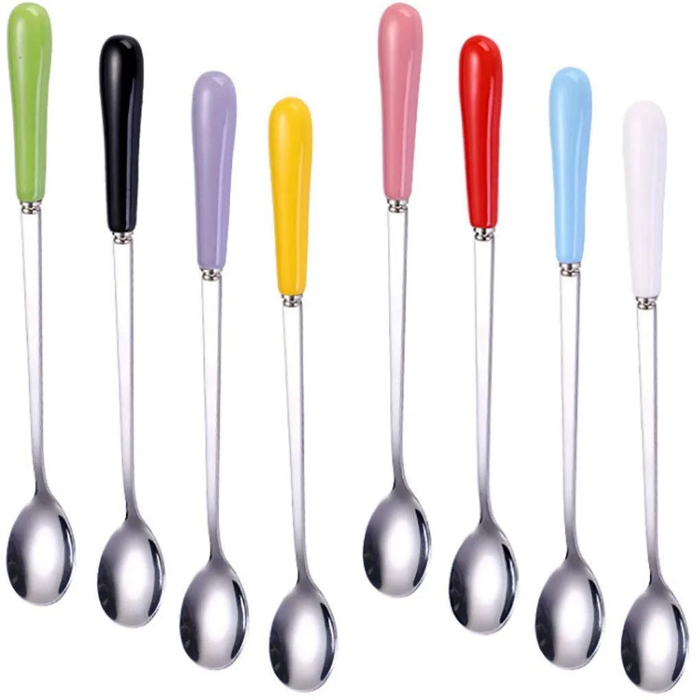  Goeielewe 18-Piece Mixing Spoons Set, 7.6-Inch Stainless Steel &amp; Ceramic, Multi-Color — product photo