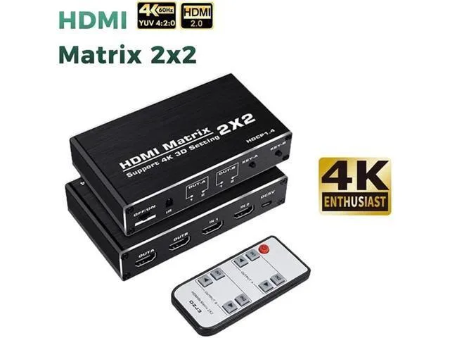 LORDWORLD LORDWORLD 2x2 HDMI Matrix KVM Switch 4K@60Hz IR Remote — product photo