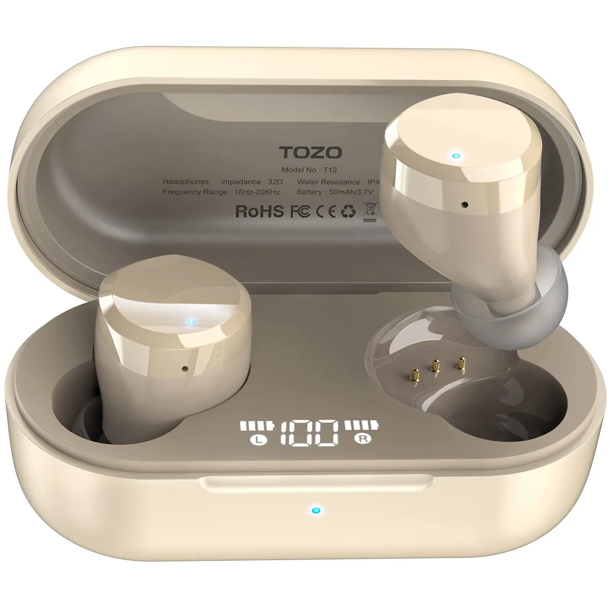 TOZO Store TOZO T12 Wireless Earbuds Champagne — product photo