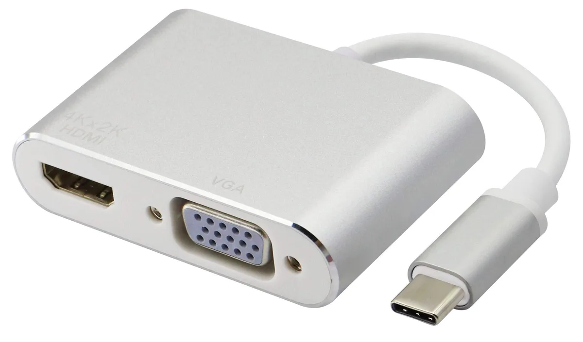 BUCIER BUCIER USB Type C to HDMI+VGA Adapter 15cm 4K UHD Dual Screen Display — product photo