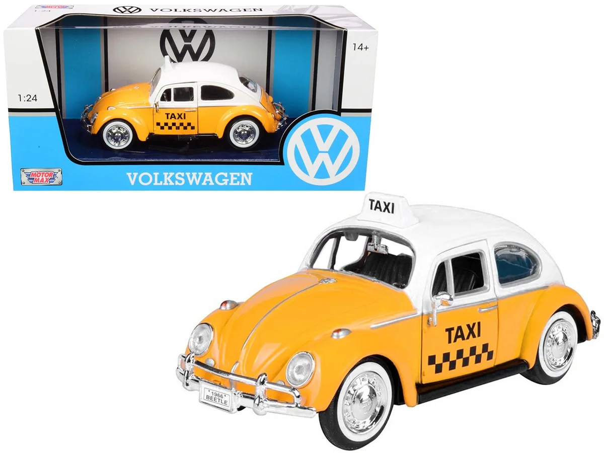 MOTORMAX MOTORMAX 1966 Volkswagen Beetle "Taxi" Yellow White Top 1/24 Diecast — product photo