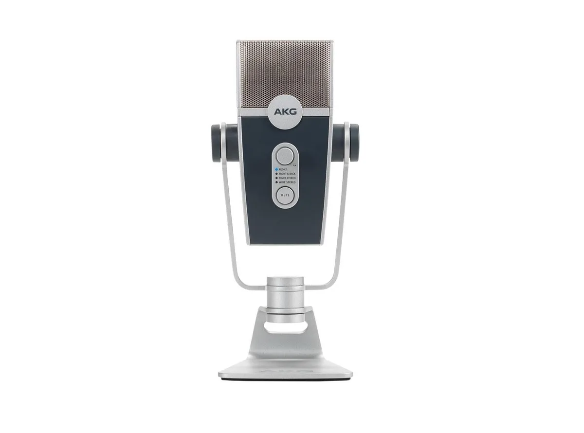 AKG Lyra USB microphone, matte black finish, desktop stand, four capsule array, 2.1 kg
