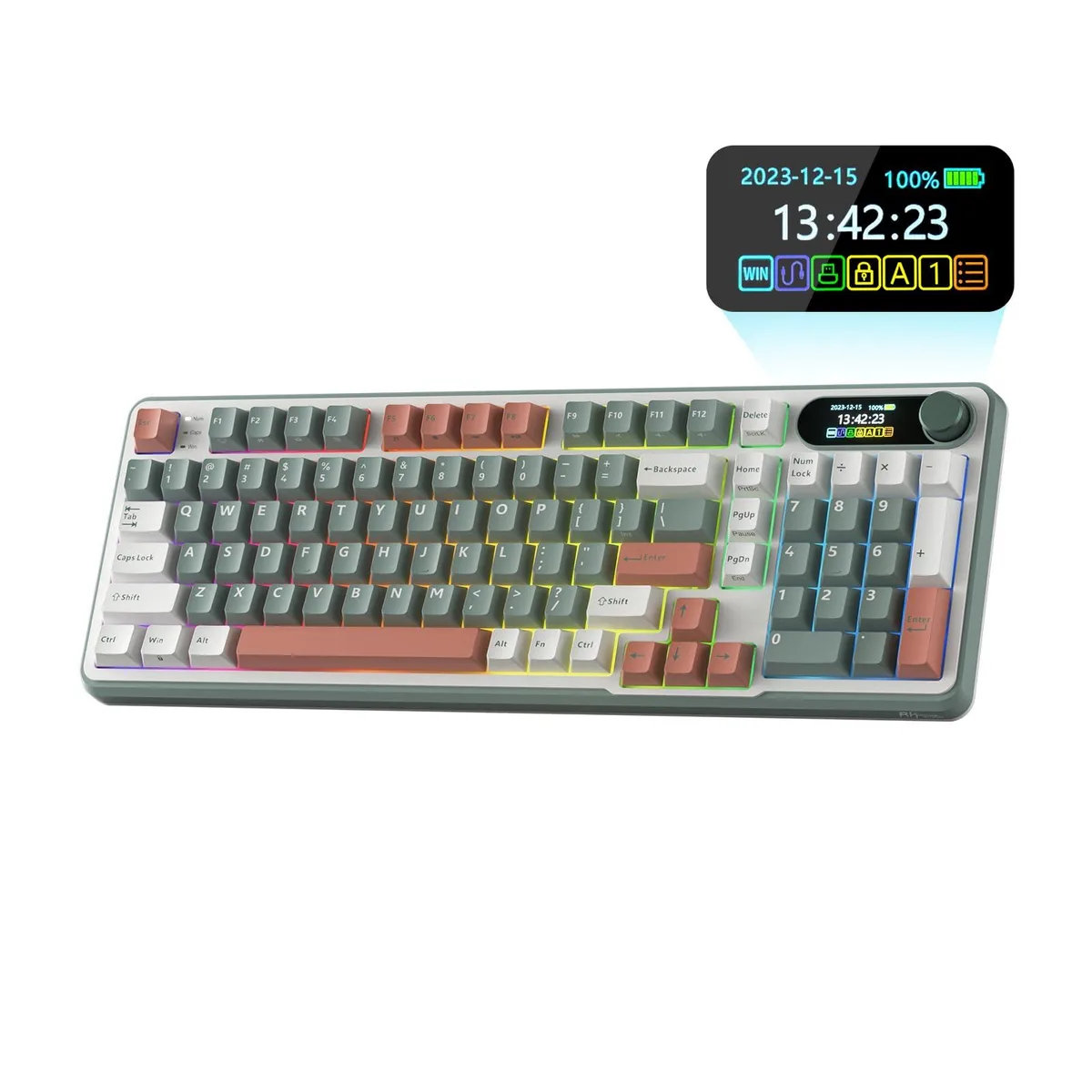  GE S98 Wireless Mechanical Gaming Keyboard with Smart Display &amp; Knob Clay Green — product photo